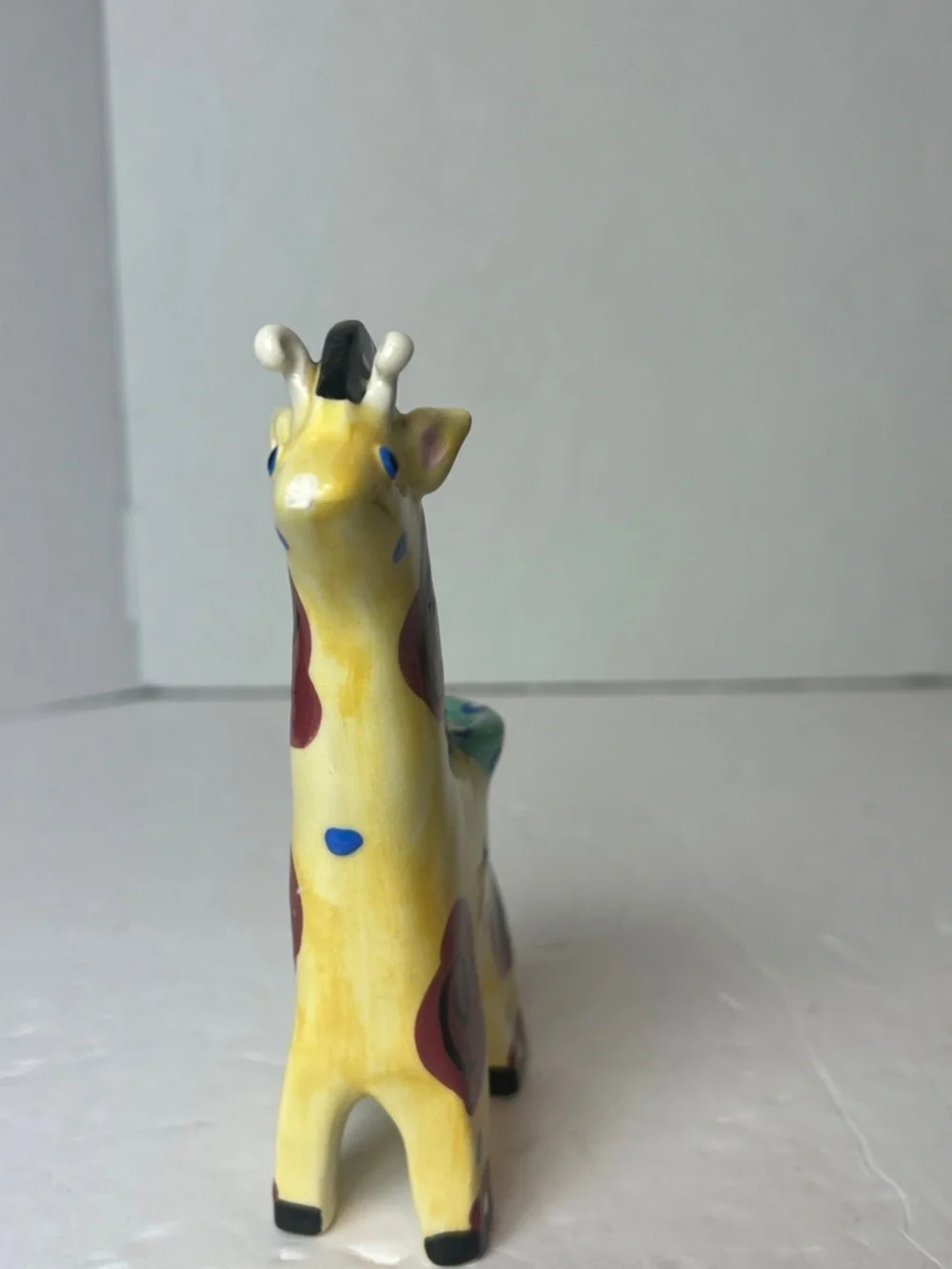 VTG RussianYellow Ceramic Giraffe Candle Holder Decor Handpainted Dainty Kawaii